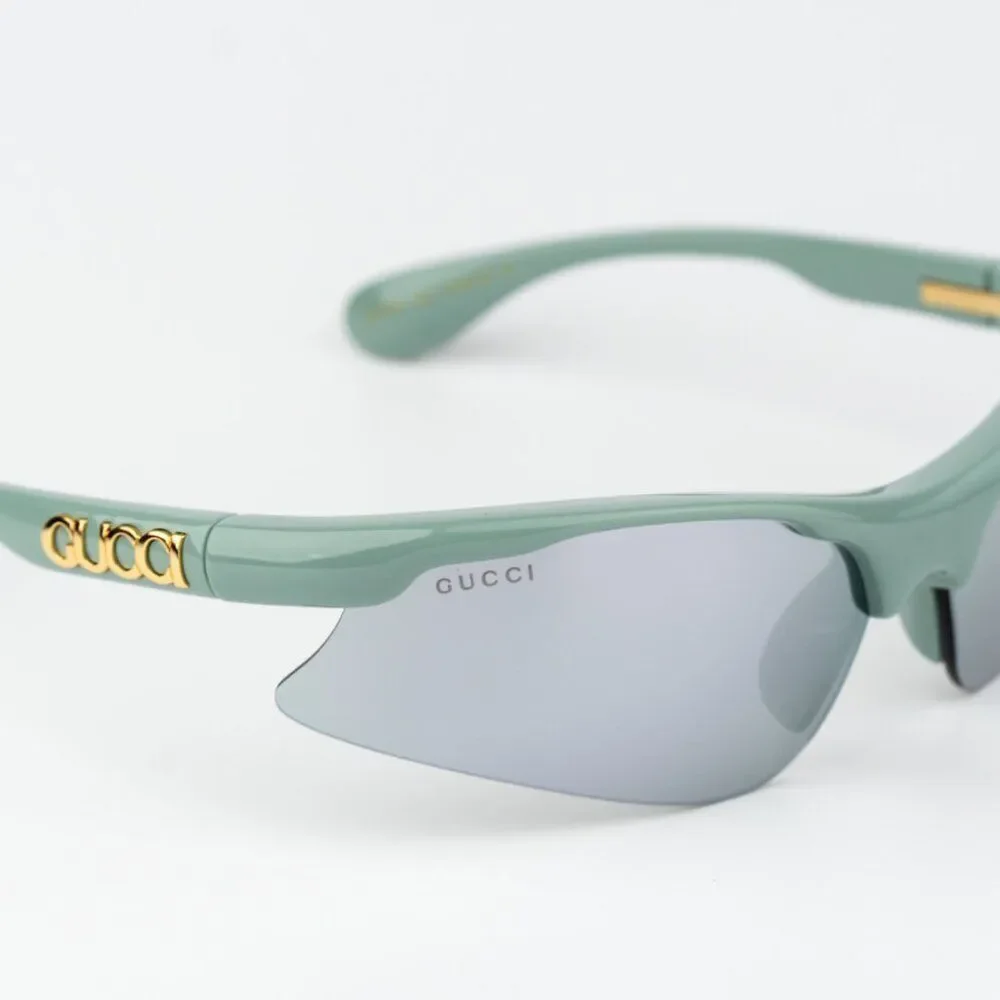 SALE! Gucci Men Sunglasses Green Silver Mirror Mask GG1774S 005 BRAND NEW